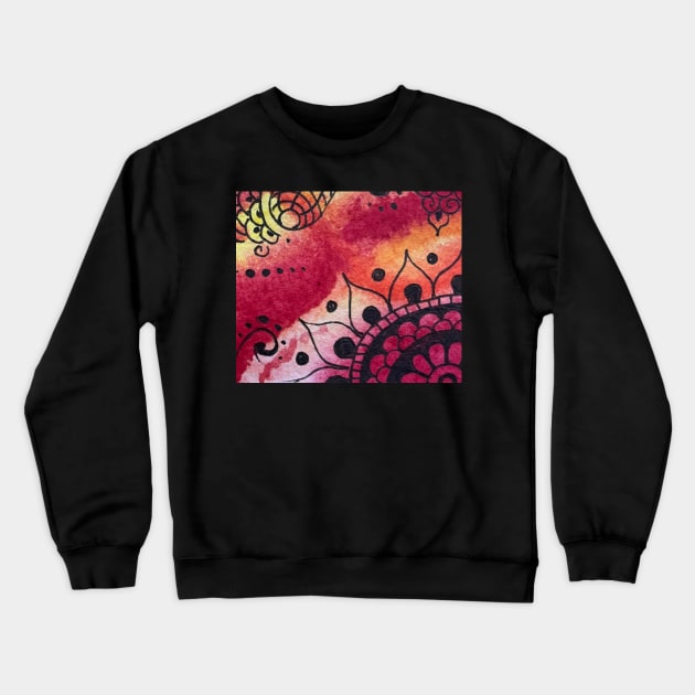 Sunflower Mandala Watercolor Painting Crewneck Sweatshirt by Lady Lilac